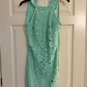 Pink Lily Green Sheath Midi Dress Halter Sleeveless